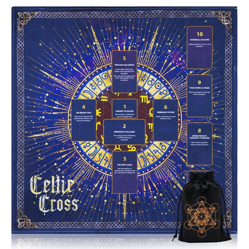 Knana Tarot Divination Altar Cloth - Velvet Tarot Accessories with Celtic Cross Pattern - Star - Image 1
